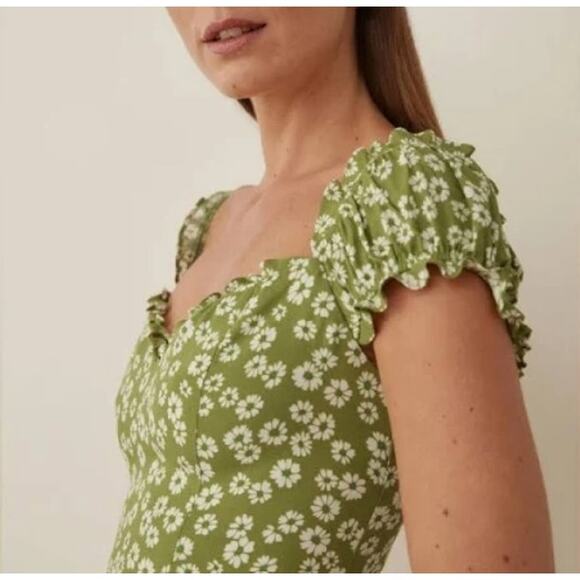 Reformation Pacey Green Floral Fennel Dress - Picture 2 of 16